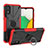 Silikon Hülle Handyhülle und Kunststoff Schutzhülle Hartschalen Tasche mit Magnetisch Fingerring Ständer JX1 für Samsung Galaxy A03 Core Rot