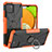 Silikon Hülle Handyhülle und Kunststoff Schutzhülle Hartschalen Tasche mit Magnetisch Fingerring Ständer JX1 für Samsung Galaxy A03 Orange