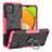 Silikon Hülle Handyhülle und Kunststoff Schutzhülle Hartschalen Tasche mit Magnetisch Fingerring Ständer JX1 für Samsung Galaxy A03 Pink