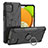 Silikon Hülle Handyhülle und Kunststoff Schutzhülle Hartschalen Tasche mit Magnetisch Fingerring Ständer JX1 für Samsung Galaxy A03 Schwarz