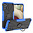Silikon Hülle Handyhülle und Kunststoff Schutzhülle Hartschalen Tasche mit Magnetisch Fingerring Ständer JX1 für Samsung Galaxy A04s Blau