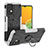 Silikon Hülle Handyhülle und Kunststoff Schutzhülle Hartschalen Tasche mit Magnetisch Fingerring Ständer JX1 für Samsung Galaxy A13 4G Silber