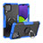 Silikon Hülle Handyhülle und Kunststoff Schutzhülle Hartschalen Tasche mit Magnetisch Fingerring Ständer JX1 für Samsung Galaxy A22 4G Blau