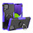 Silikon Hülle Handyhülle und Kunststoff Schutzhülle Hartschalen Tasche mit Magnetisch Fingerring Ständer JX1 für Samsung Galaxy A22 4G Violett