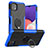 Silikon Hülle Handyhülle und Kunststoff Schutzhülle Hartschalen Tasche mit Magnetisch Fingerring Ständer JX1 für Samsung Galaxy A22s 5G Blau