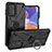 Silikon Hülle Handyhülle und Kunststoff Schutzhülle Hartschalen Tasche mit Magnetisch Fingerring Ständer JX1 für Samsung Galaxy A23 5G Schwarz