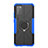 Silikon Hülle Handyhülle und Kunststoff Schutzhülle Hartschalen Tasche mit Magnetisch Fingerring Ständer JX1 für Samsung Galaxy F02S SM-E025F Blau