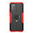 Silikon Hülle Handyhülle und Kunststoff Schutzhülle Hartschalen Tasche mit Magnetisch Fingerring Ständer JX1 für Samsung Galaxy F02S SM-E025F Rot