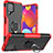 Silikon Hülle Handyhülle und Kunststoff Schutzhülle Hartschalen Tasche mit Magnetisch Fingerring Ständer JX1 für Samsung Galaxy F62 5G Rot