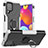Silikon Hülle Handyhülle und Kunststoff Schutzhülle Hartschalen Tasche mit Magnetisch Fingerring Ständer JX1 für Samsung Galaxy F62 5G Weiß
