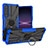 Silikon Hülle Handyhülle und Kunststoff Schutzhülle Hartschalen Tasche mit Magnetisch Fingerring Ständer JX1 für Sony Xperia 1 IV SO-51C Blau