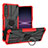 Silikon Hülle Handyhülle und Kunststoff Schutzhülle Hartschalen Tasche mit Magnetisch Fingerring Ständer JX1 für Sony Xperia 1 IV SO-51C Rot