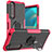 Silikon Hülle Handyhülle und Kunststoff Schutzhülle Hartschalen Tasche mit Magnetisch Fingerring Ständer JX1 für Sony Xperia 5 III SO-53B Pink