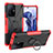 Silikon Hülle Handyhülle und Kunststoff Schutzhülle Hartschalen Tasche mit Magnetisch Fingerring Ständer JX1 für Xiaomi Mi 11T 5G Rot