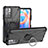 Silikon Hülle Handyhülle und Kunststoff Schutzhülle Hartschalen Tasche mit Magnetisch Fingerring Ständer JX1 für Xiaomi Poco M4 Pro 5G Schwarz