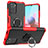 Silikon Hülle Handyhülle und Kunststoff Schutzhülle Hartschalen Tasche mit Magnetisch Fingerring Ständer JX1 für Xiaomi Poco M5S Rot