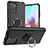 Silikon Hülle Handyhülle und Kunststoff Schutzhülle Hartschalen Tasche mit Magnetisch Fingerring Ständer JX1 für Xiaomi Poco M5S Schwarz