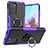 Silikon Hülle Handyhülle und Kunststoff Schutzhülle Hartschalen Tasche mit Magnetisch Fingerring Ständer JX1 für Xiaomi Poco M5S Violett