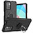 Silikon Hülle Handyhülle und Kunststoff Schutzhülle Hartschalen Tasche mit Magnetisch Fingerring Ständer JX1 für Xiaomi Redmi 10 4G Schwarz