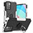 Silikon Hülle Handyhülle und Kunststoff Schutzhülle Hartschalen Tasche mit Magnetisch Fingerring Ständer JX1 für Xiaomi Redmi 10 4G Silber