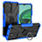 Silikon Hülle Handyhülle und Kunststoff Schutzhülle Hartschalen Tasche mit Magnetisch Fingerring Ständer JX1 für Xiaomi Redmi 10 5G Blau