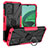 Silikon Hülle Handyhülle und Kunststoff Schutzhülle Hartschalen Tasche mit Magnetisch Fingerring Ständer JX1 für Xiaomi Redmi 10 Prime Plus 5G Pink