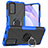 Silikon Hülle Handyhülle und Kunststoff Schutzhülle Hartschalen Tasche mit Magnetisch Fingerring Ständer JX1 für Xiaomi Redmi 9T 4G Blau