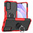 Silikon Hülle Handyhülle und Kunststoff Schutzhülle Hartschalen Tasche mit Magnetisch Fingerring Ständer JX1 für Xiaomi Redmi 9T 4G Rot