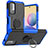 Silikon Hülle Handyhülle und Kunststoff Schutzhülle Hartschalen Tasche mit Magnetisch Fingerring Ständer JX1 für Xiaomi Redmi Note 10 5G Blau