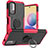 Silikon Hülle Handyhülle und Kunststoff Schutzhülle Hartschalen Tasche mit Magnetisch Fingerring Ständer JX1 für Xiaomi Redmi Note 10 5G Pink