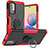 Silikon Hülle Handyhülle und Kunststoff Schutzhülle Hartschalen Tasche mit Magnetisch Fingerring Ständer JX1 für Xiaomi Redmi Note 10 5G Rot