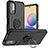 Silikon Hülle Handyhülle und Kunststoff Schutzhülle Hartschalen Tasche mit Magnetisch Fingerring Ständer JX1 für Xiaomi Redmi Note 10 5G Schwarz