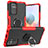 Silikon Hülle Handyhülle und Kunststoff Schutzhülle Hartschalen Tasche mit Magnetisch Fingerring Ständer JX1 für Xiaomi Redmi Note 10 Pro Max Rot