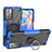 Silikon Hülle Handyhülle und Kunststoff Schutzhülle Hartschalen Tasche mit Magnetisch Fingerring Ständer JX1 für Xiaomi Redmi Note 11T 5G Blau
