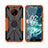 Silikon Hülle Handyhülle und Kunststoff Schutzhülle Hartschalen Tasche mit Magnetisch Fingerring Ständer JX2 für Nokia C200 Orange