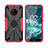Silikon Hülle Handyhülle und Kunststoff Schutzhülle Hartschalen Tasche mit Magnetisch Fingerring Ständer JX2 für Nokia C200 Pink