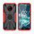 Silikon Hülle Handyhülle und Kunststoff Schutzhülle Hartschalen Tasche mit Magnetisch Fingerring Ständer JX2 für Nokia C200 Rot