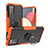 Silikon Hülle Handyhülle und Kunststoff Schutzhülle Hartschalen Tasche mit Magnetisch Fingerring Ständer JX2 für Samsung Galaxy A02s Orange