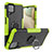 Silikon Hülle Handyhülle und Kunststoff Schutzhülle Hartschalen Tasche mit Magnetisch Fingerring Ständer JX2 für Samsung Galaxy A12 Grün