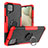 Silikon Hülle Handyhülle und Kunststoff Schutzhülle Hartschalen Tasche mit Magnetisch Fingerring Ständer JX2 für Samsung Galaxy A12 Rot