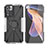 Silikon Hülle Handyhülle und Kunststoff Schutzhülle Hartschalen Tasche mit Magnetisch Fingerring Ständer JX2 für Xiaomi Poco X4 NFC Silber