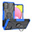 Silikon Hülle Handyhülle und Kunststoff Schutzhülle Hartschalen Tasche mit Magnetisch Fingerring Ständer JX3 für Samsung Galaxy F02S SM-E025F Blau