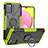 Silikon Hülle Handyhülle und Kunststoff Schutzhülle Hartschalen Tasche mit Magnetisch Fingerring Ständer JX3 für Samsung Galaxy F02S SM-E025F Grün
