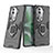 Silikon Hülle Handyhülle und Kunststoff Schutzhülle Hartschalen Tasche mit Magnetisch Fingerring Ständer KC1 für Oppo Reno11 Pro 5G