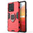 Silikon Hülle Handyhülle und Kunststoff Schutzhülle Hartschalen Tasche mit Magnetisch Fingerring Ständer KC1 für Vivo iQOO 10 5G Rot