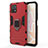 Silikon Hülle Handyhülle und Kunststoff Schutzhülle Hartschalen Tasche mit Magnetisch Fingerring Ständer KC1 für Vivo iQOO U3 5G Rot