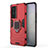 Silikon Hülle Handyhülle und Kunststoff Schutzhülle Hartschalen Tasche mit Magnetisch Fingerring Ständer KC1 für Vivo X70 Pro 5G Rot