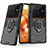 Silikon Hülle Handyhülle und Kunststoff Schutzhülle Hartschalen Tasche mit Magnetisch Fingerring Ständer KC1 für Vivo X80 Pro 5G
