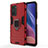 Silikon Hülle Handyhülle und Kunststoff Schutzhülle Hartschalen Tasche mit Magnetisch Fingerring Ständer KC1 für Xiaomi Mi 11X 5G Rot