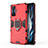 Silikon Hülle Handyhülle und Kunststoff Schutzhülle Hartschalen Tasche mit Magnetisch Fingerring Ständer KC1 für Xiaomi Poco F4 GT 5G Rot